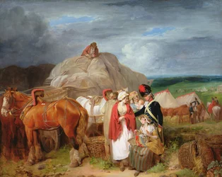 Soldier with Country Women Selling Ribbons near a Military Camp, 1788